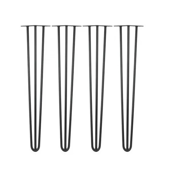 Kit Com 4 Pés De Ferro Para Mesa Banco 75cm Haipin Legs