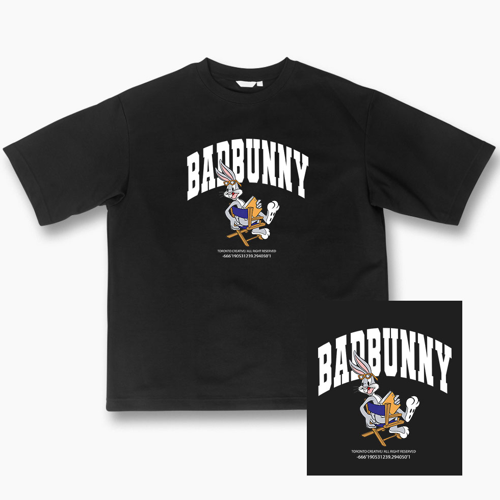 Camiseta OVERSIZED estampada blusa camisa Streetwear em algodão 30.1 modelo Badbunny Premium OVERSIZED
