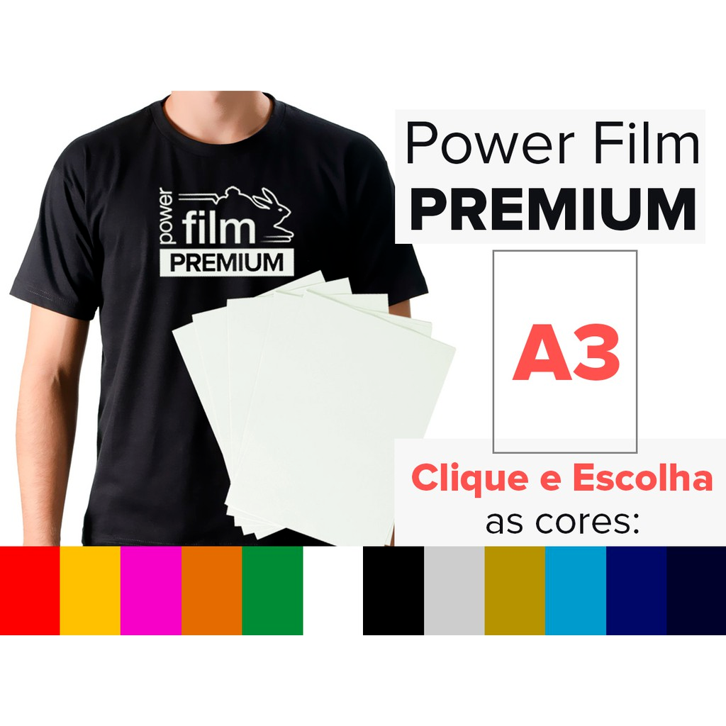Filme de Recorte Termocolante - Power Film Premium - A3 - Todas as cores - 10 Folhas em Oferta na Shopee
