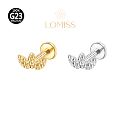 Piercing Labret Helix Tragus Conch Boca-Medusa Titânio PVD Folhas Detalhadas