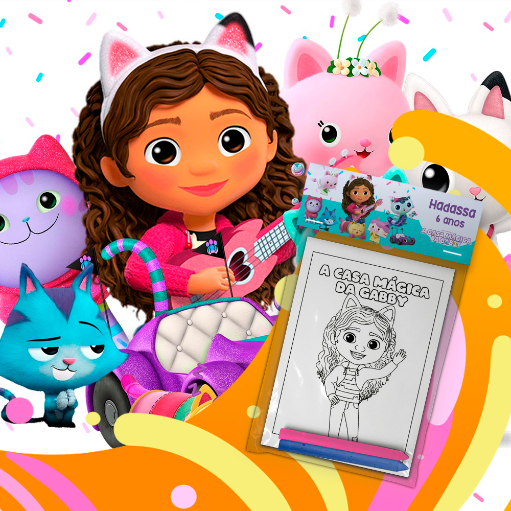 20 Unidades Kit Colorir Giz De Cera Lembrancinha Infantil Tema A Casa Mágica Gabby E Outros em Oferta na Shopee