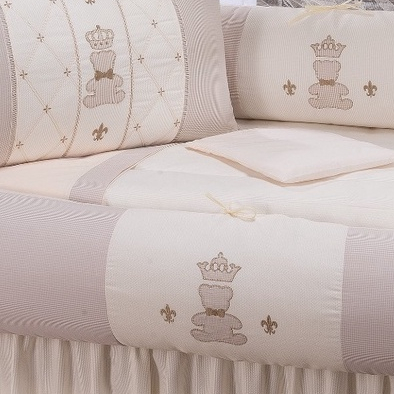 Kit Enxoval Para Berço Americano URSO REAL  - Ursinho Bege NEUTRO LUXO + SAIA BEGE