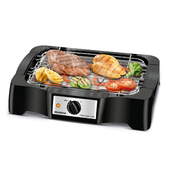 Churrasqueira Elétrica Mondial Pratic Steak & Grill II Ch-07 Com Grelha Removível 1500W / 110V