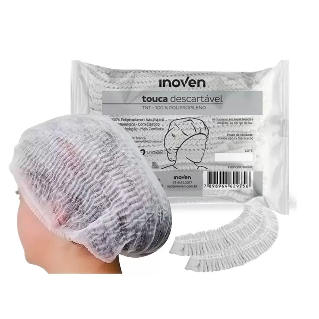 Touca TNT Descartável C/100 P/ Cozinha, Salões, Procedimento em Oferta na Shopee
