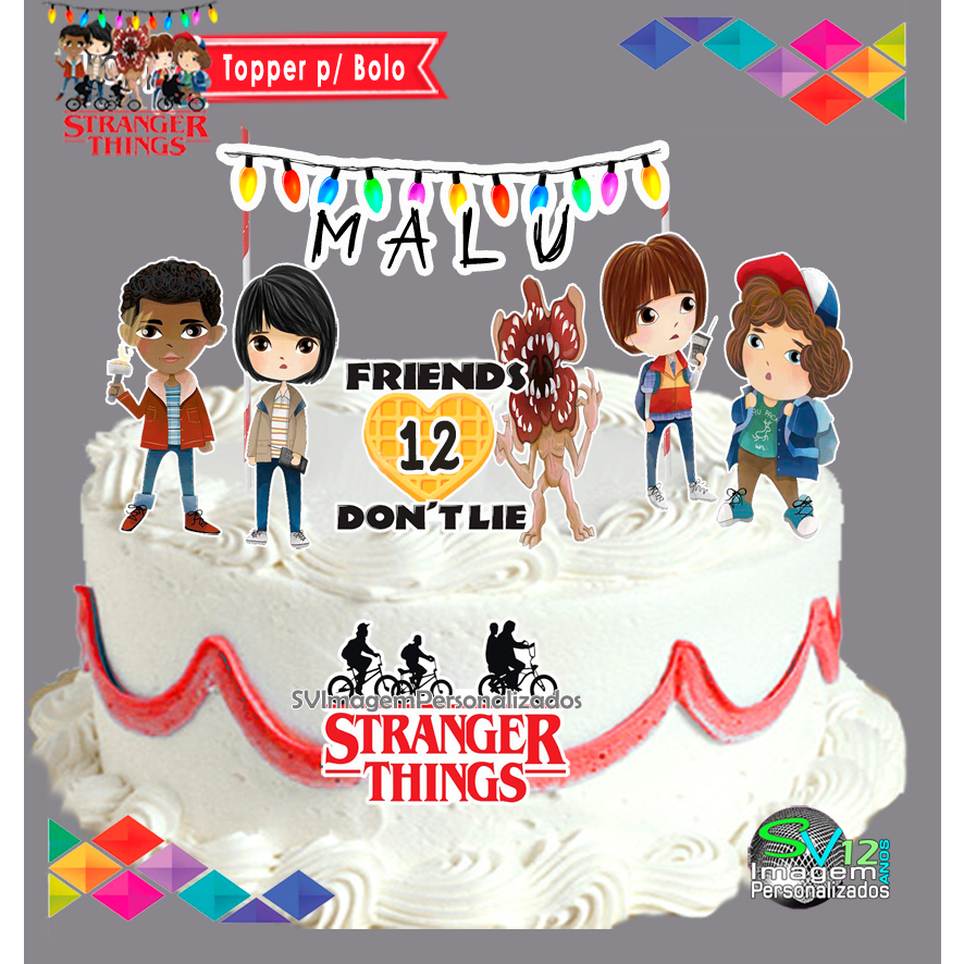Festa  Stranger Things  Topper de Bolo Topo de Bolo Personalizado