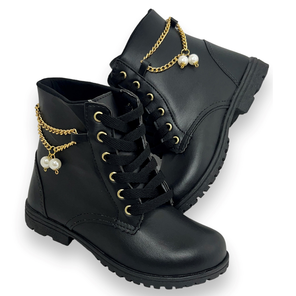 Coturno Corrente perola bota infantil menina