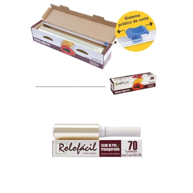 KIT - Filme PVC Rolo Fácil 70 Metros + Bobina PVC 28cm X 300 Metros (LÂMINA DE CORTE)