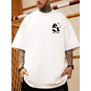 Camiseta Masculina Panda Am I Cute? Estilo de Rua Corte Reto