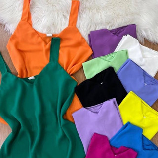 blusa regata de alça larga crepe coloridas