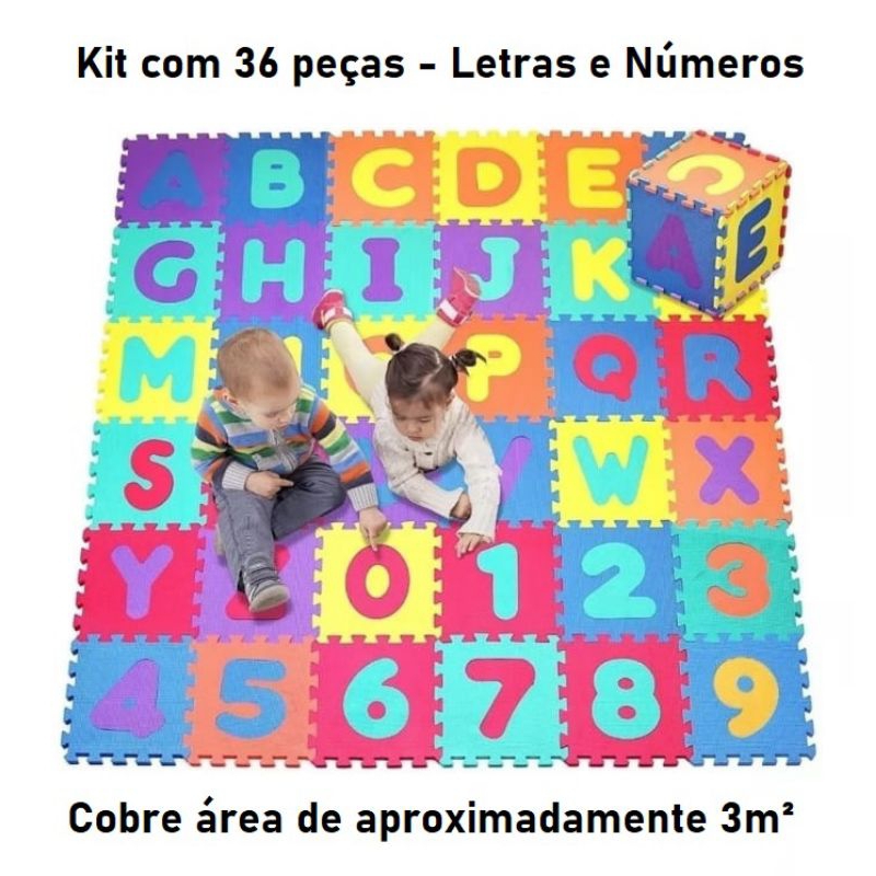 Tapete Eva Infantil Alfanumérico 36 Peças Grandes e Coloridas em Oferta na Shopee