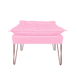 Puff Puf Banqueta Opala Suede Cores Pés Aramados Bronze