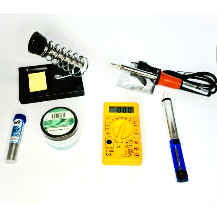 Kit completo de solda Ferro de Solda 60w / 55w  220V Suporte Multímetro Digital profissional sugador pasta de solda e estanho 25G para solda eletrônica