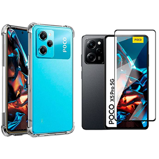 Kit Capa Anti Impacto Transparente + Película Vidro 3D P/ Poco X5 PRO