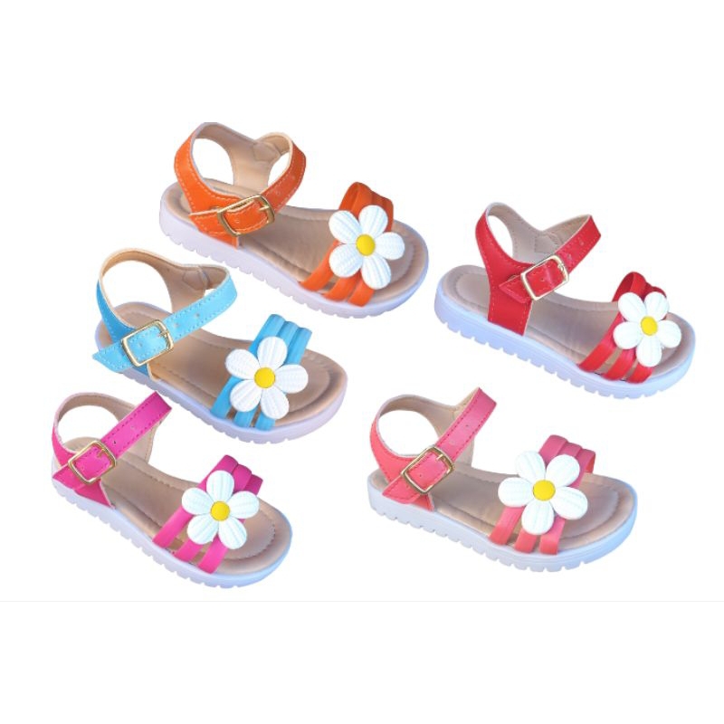 Sandália infantil feminina enfeite flor cores em Oferta na Shopee