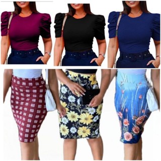 Conjunto feminino evangelico kit 3 saias e 3 blusas moda evangelica