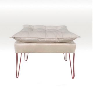 Puf Puff Banqueta OPala Suede Bege Pés De Ferro Rosê Gold