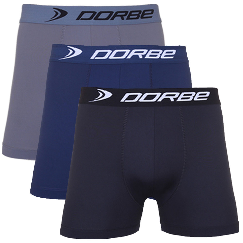 Kit 3 Cuecas Boxer Microfibra Dorbe Não Enrola Original Masculina Cueca Box Masculino Adulto Preto Preta Sortido