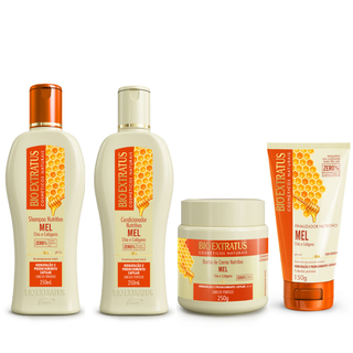 Kit Mel Shampoo, Condicionador, Banho de Creme 250mL e Finalizador 150g Bio Extratus Nutrição