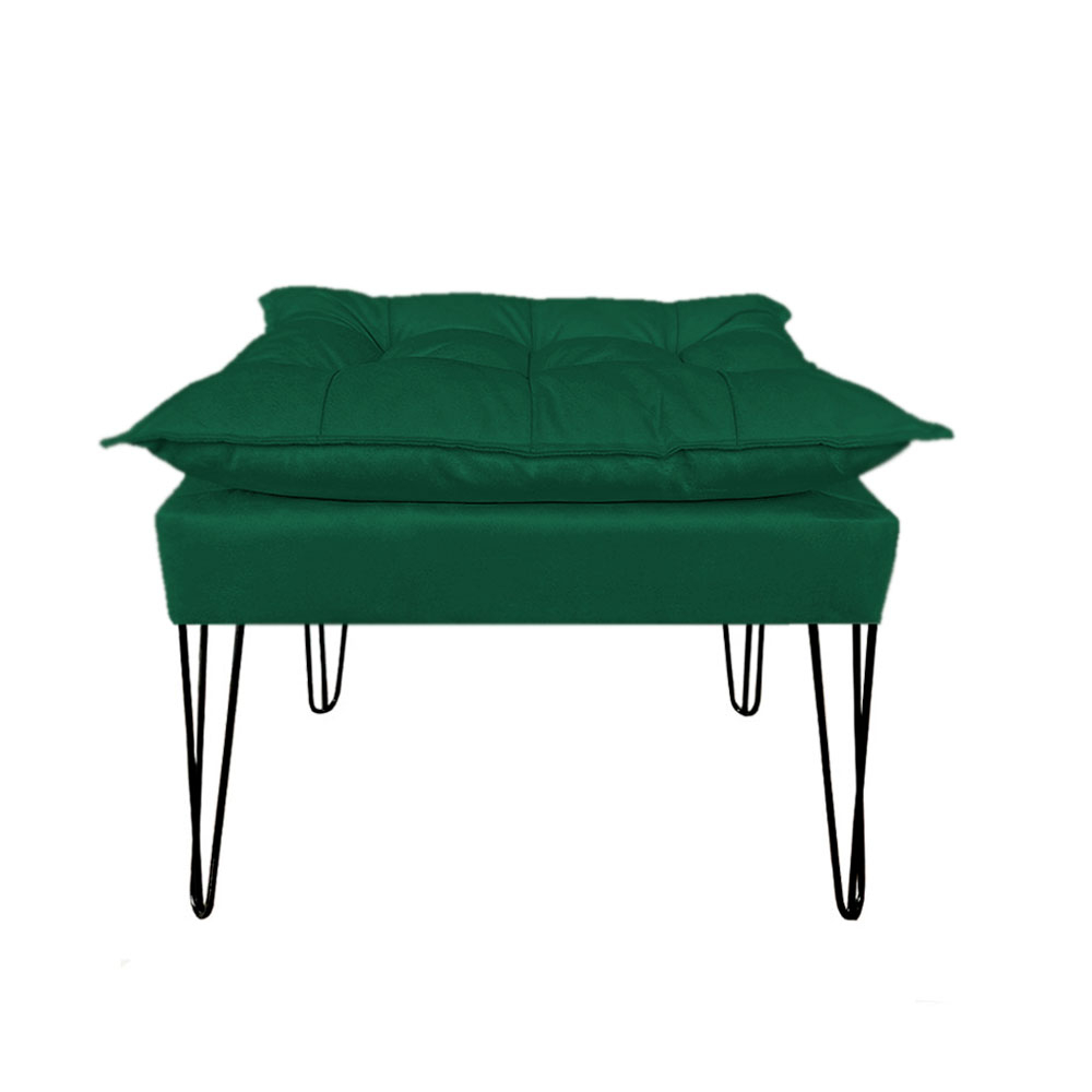Puf Puff Opala Suede Verde Pés Aramados Preto