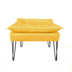 Puf Opala Suede Amarelo Pé De Ferro Preto