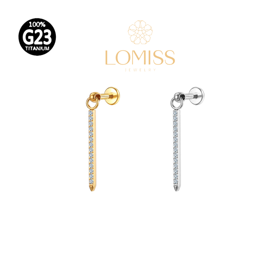 Piercing Labret Conch Helix Tragus Titânio G23 Pingente Barra Pequena Zircônia em Oferta na Shopee