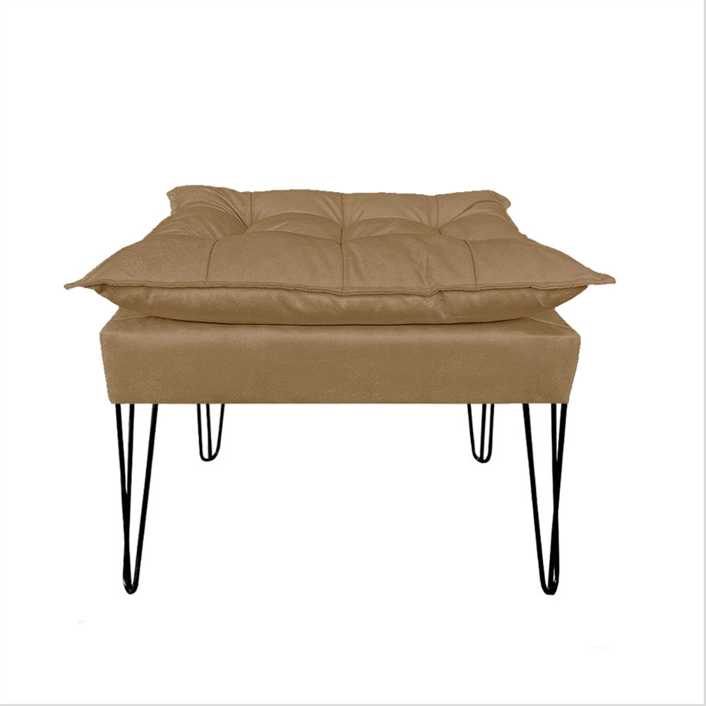 Puf Puff Opala Suede Capuccino Pés Aramados Preto