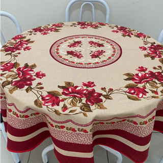 FORRO DE MESA REDONDA 1,45 X 1,45 DE CIRCUNFERENCIA EM LINHAO ESTAMPADO NO QUADRO