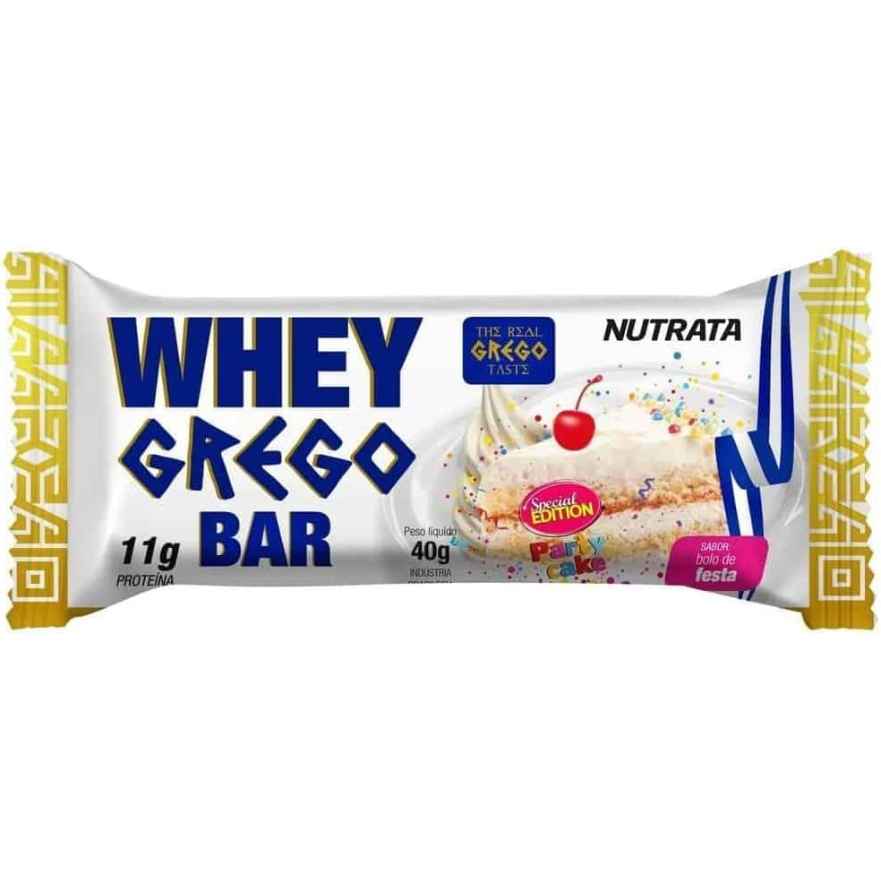 Whey Grego Bar, Sabor Bolo de Festa - 40 g Nutrata