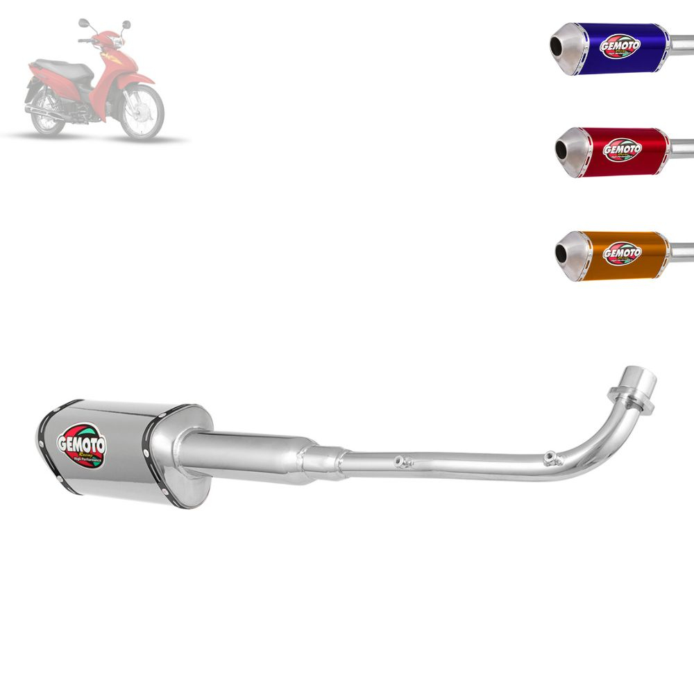 Escapamento Gemoto Racing 3 Trioval [Curva Cromada] Biz 100 1998/05 em Oferta na Shopee
