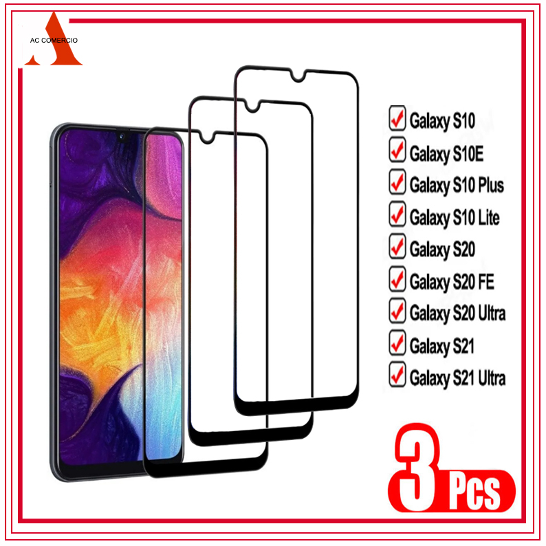 Kit 3 Película 3D Vidro Temperado Para Samsung J2 J4 J5 J6 J7 M8 M20 M21 M30 M32 M51 M52 M62 S10 S20 S21 em Oferta na Shopee