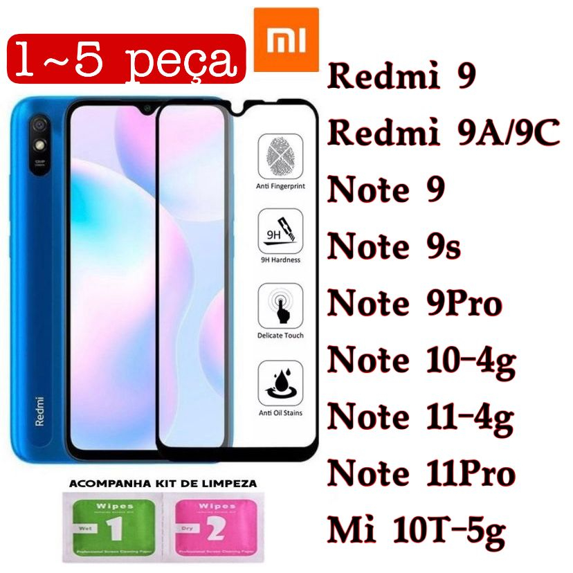 Película De Vidro 3D Xiaomi Redmi 9 9a 9c note 9 note 9s note10 NOTE11 4g note 9pro note 11pro mi10t