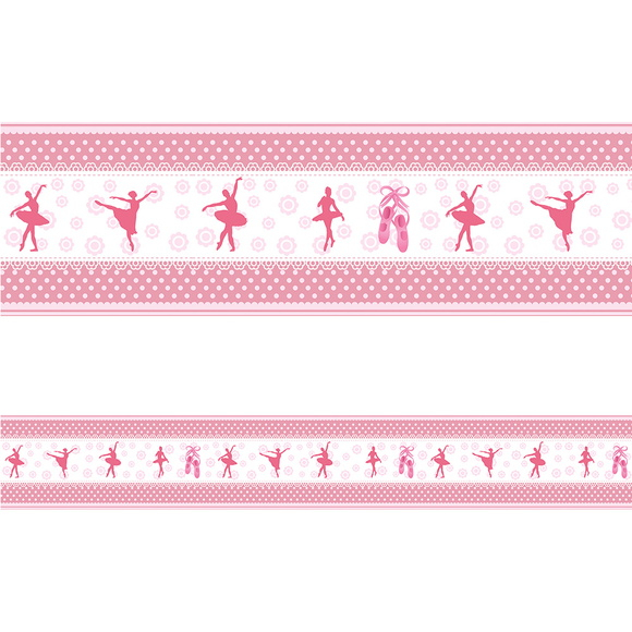 FAIXA DECORATIVA PARA QUARTO BAILARINA ROSA 1M X 15CM