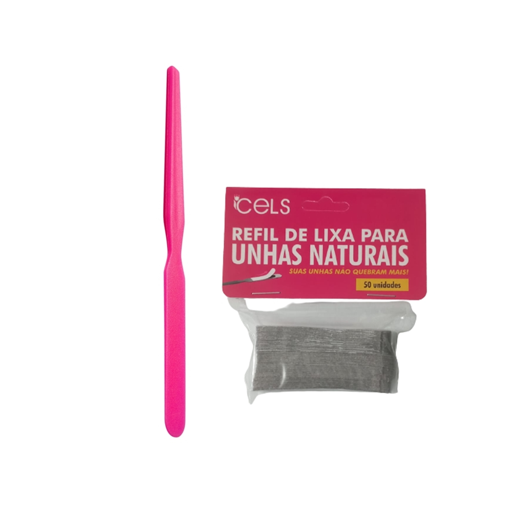 1 Base Lixa + 50 Unidades de Refil Lixas Para Unhas Naturais - Cels