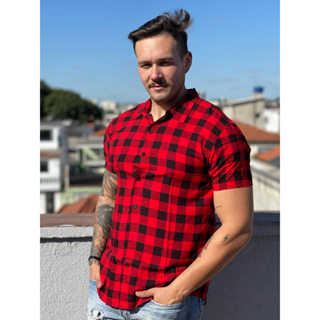camisa masculina xadrez de Botão manga curta  / camisa quadriculada / Blusa masculina / camisa xadrez / blusa xadre