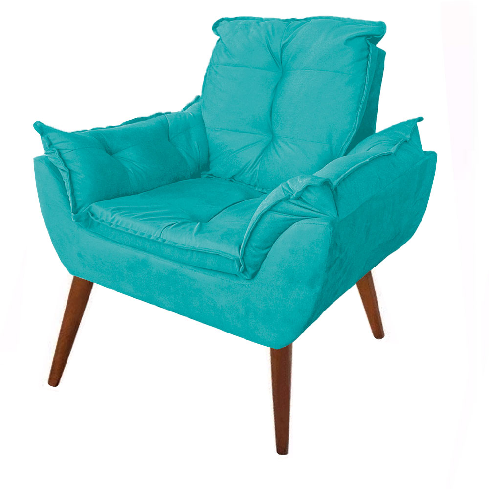 Poltrona Cadeira Decorativa Suede Cores Pés Palitos Para Recepção Escritório e Sala — imagem 2 de 2