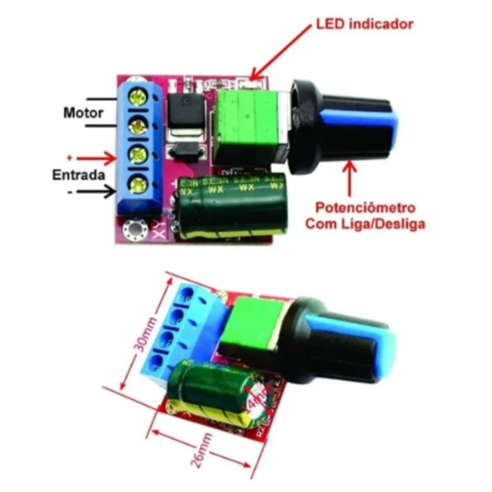 Controlador Velocidade Pwm Motor 12v 5a Dc 5-35v