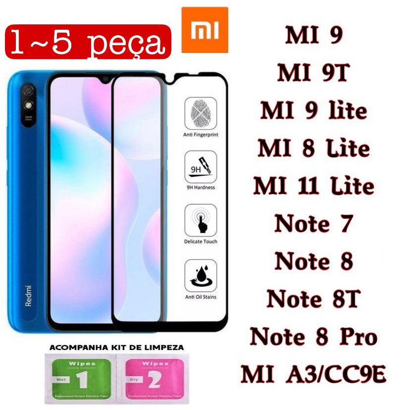 PELÍCULA DE VIDRO 3D PARA XIAOMI REDMI 11LITE/MI 9T/NOTE 8/NOTE 8PRO/NOTE 8T/NOTE 7/MI10T em Oferta na Shopee