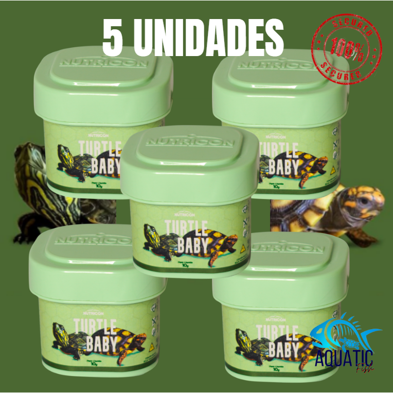 Kit 5x Ração para TARTARUGAS filhotes Turtle baby 10g - Nutricon - Alimento completo em Oferta na Shopee