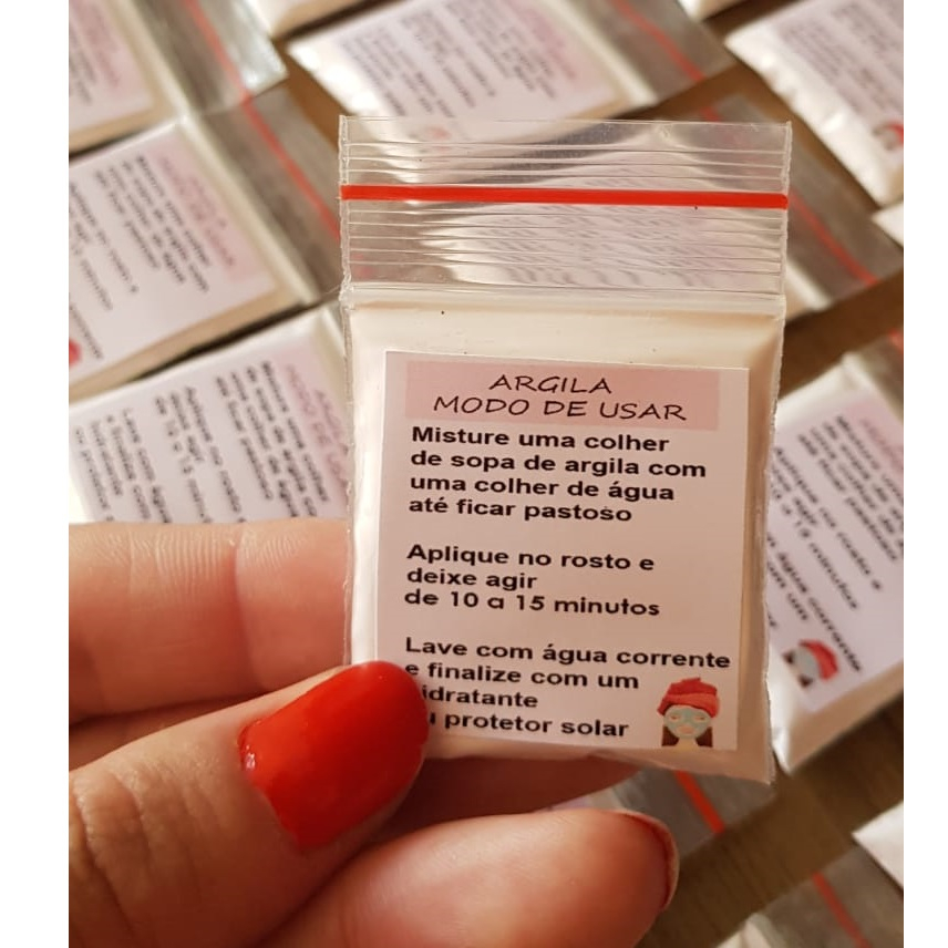 10/20/30 saquinho argila rosa com instruções agrado para cliente fidelizar skin care em Oferta na Shopee