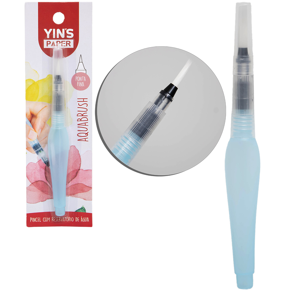 PINCEL COM RESERVATORIO DE AGUA AQUABRUSH PONTA FINA YINS PAPER 15,5CM em Oferta na Shopee