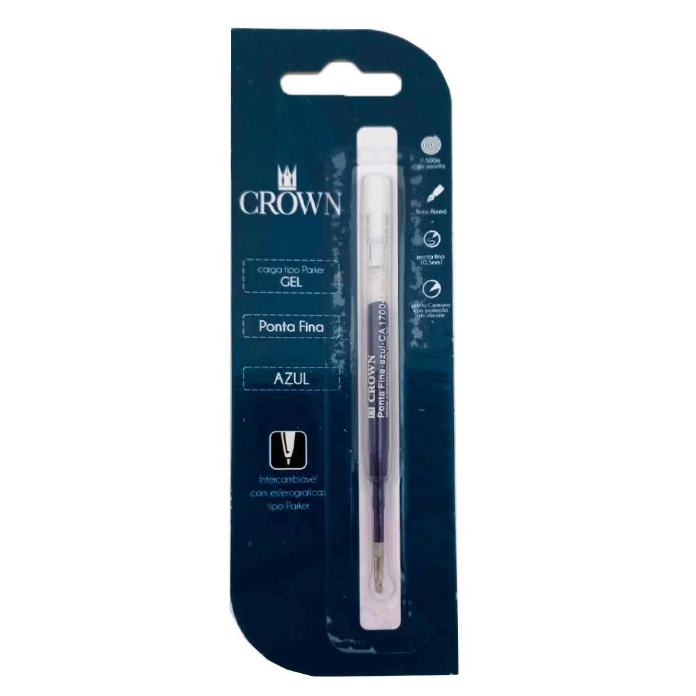 Carga  Crown Azul Esferográfica Gel padrão Parker CA17004A
