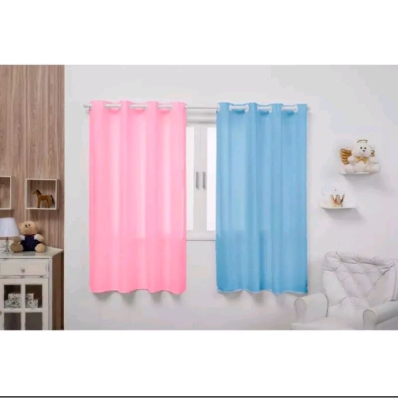 CORTINA PARA DECORAÇÃO DE QUARTO INFANTIL GÊMEOS MININO OU MENINA AZUL E ROSA BEBÊ