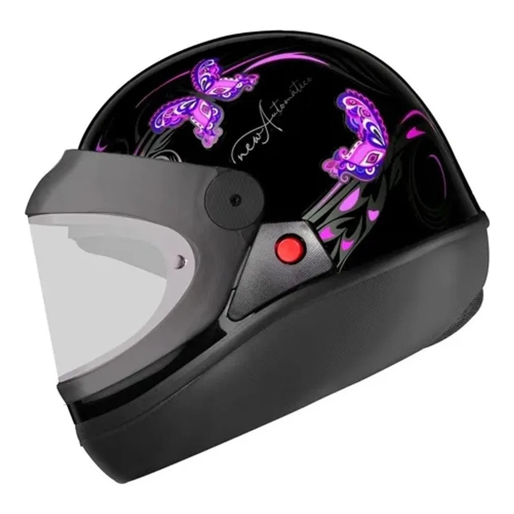 Capacete Moto Feminino Automático Ebf San Marino Borboleta C/ Selo Inmetro