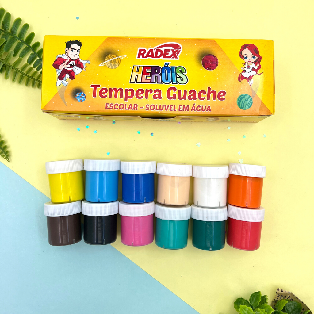 Tinta Tempera Guache Radex 12 Cores 15ml Volta as Aulas