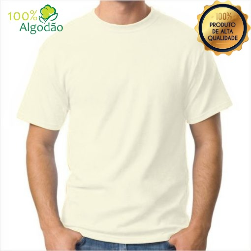 Camiseta Off White Masculina Caimsa Básica Cor Marfim Creme 100% Algodão Premium Direto de Fábrica