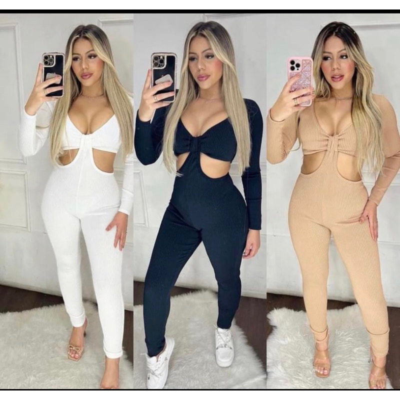 Macacão manga longa CANELADO