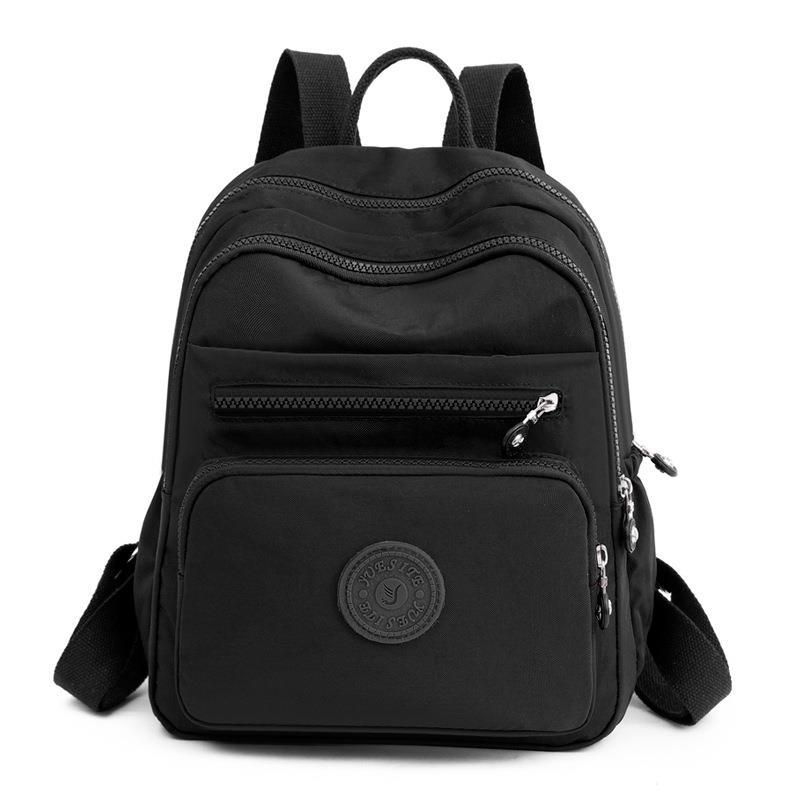 Mochila Casual  Moda Nylon Pano Escolar Feminina Leve Cor Sólida Simples Viagem Média em Oferta na Shopee