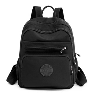 Mochila Casual Moda Nylon Pano Escolar Feminina Leve Cor Sólida Simples Viagem Média