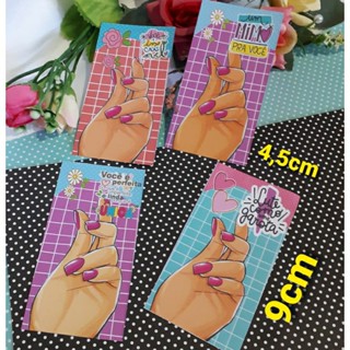 120 etiquetas, cards, tags, para mini lixa, 4 artes sortidas, foscas, 9x4,5cm (sem lixa)