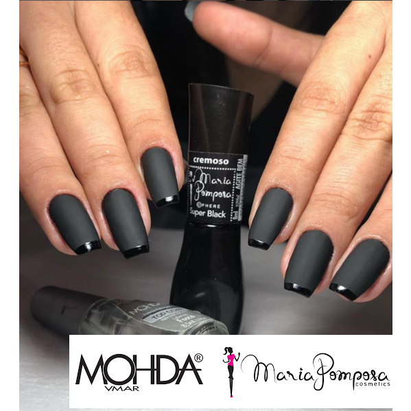 Esmaltes Mohda e Maria Pomposa - SUPER BLACK + TOP COAT COBERTURA FOSCA